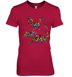 Womens Colourful Dinosaur International dot day V Neck T Shirt Premium Women's T-Shirt