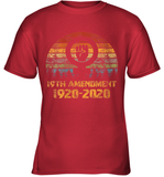 Womens 19th Amendment 1920 2020 Women's Right To Vote Retro Sunset V Neck T Shirt Youth T-Shirt