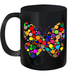 Womens Colourful Butterfly International dot day V Neck T Shirt Ceramic Mug 11oz