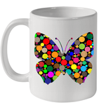 Womens Colourful Butterfly International dot day V Neck T Shirt Ceramic Mug 11oz