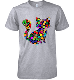 Womens Colourful Cat International dot day V Neck T Shirt Premium Men's T-Shirt