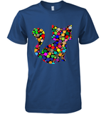 Womens Colourful Cat International dot day V Neck T Shirt Premium Men's T-Shirt