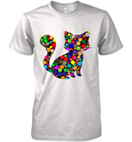 Womens Colourful Cat International dot day V Neck T Shirt Premium Men's T-Shirt