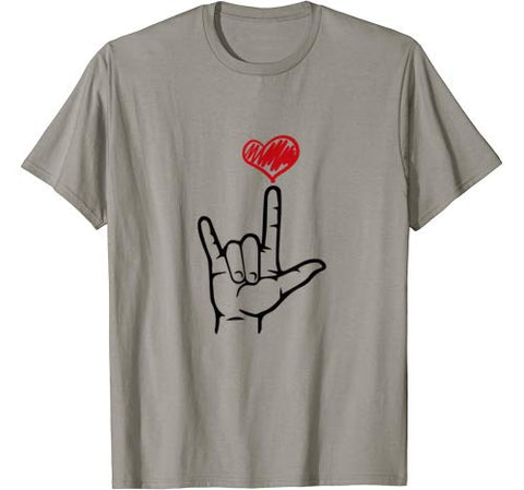 ASL I Love You Hand Heart Sign Language T-Shirt