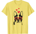 American Boston Terrier Funny Cute Dog Valentine Gift Heart T-Shirt