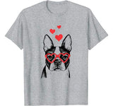 American Boston Terrier Funny Cute Dog Valentine Gift Heart T-Shirt