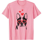 American Boston Terrier Funny Cute Dog Valentine Gift Heart T-Shirt