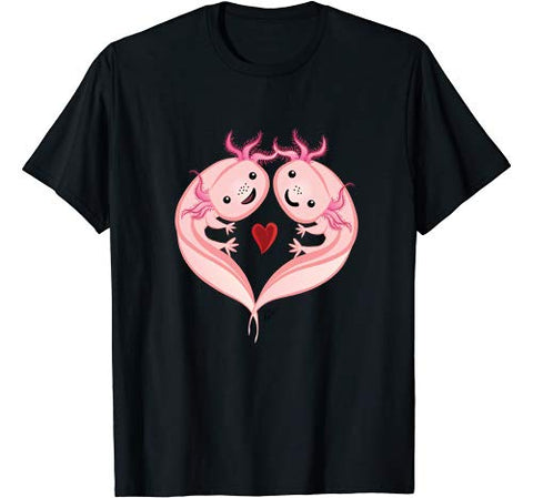 Axolotl Amphibian Love with heart Valentine T-shirt