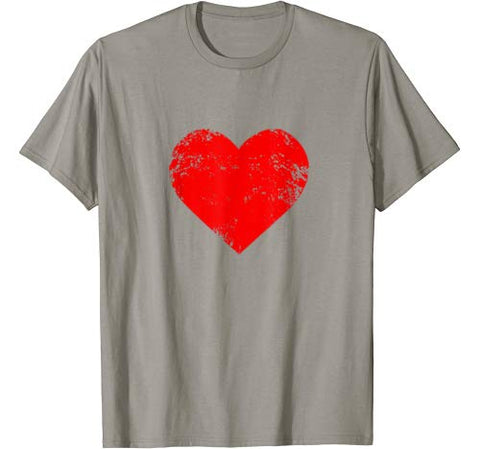 Big Red Heart Distressed Valentines Day Gift for Women Men T-Shirt
