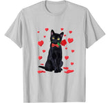Black Cat Valentines T-Shirt Love Boys Girls Valentine Gift T-Shirt