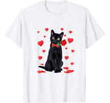 Black Cat Valentines T-Shirt Love Boys Girls Valentine Gift T-Shirt