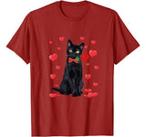 Black Cat Valentines T-Shirt Love Boys Girls Valentine Gift T-Shirt