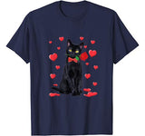 Black Cat Valentines T-Shirt Love Boys Girls Valentine Gift T-Shirt