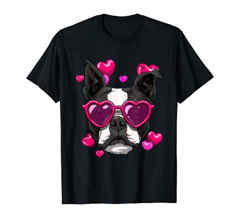 Boston Terrier Valentines Day Shirt Heart Dog Lover Gift T-Shirt