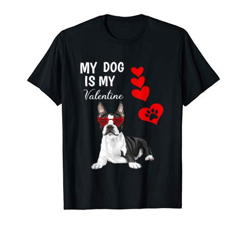 Boston Terrier With Sunglasses Valentines Day Funny T-Shirt