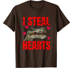 Boys I Steal Hearts Dinosaur Funny Valentines Day Kids Gift T-Shirt