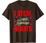 Boys I Steal Hearts Dinosaur Funny Valentines Day Kids Gift T-Shirt