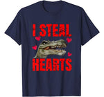 Boys I Steal Hearts Dinosaur Funny Valentines Day Kids Gift T-Shirt