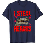 Boys I Steal Hearts Dinosaur Funny Valentines Day Kids Gift T-Shirt