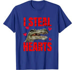 Boys I Steal Hearts Dinosaur Funny Valentines Day Kids Gift T-Shirt