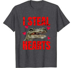 Boys I Steal Hearts Dinosaur Funny Valentines Day Kids Gift T-Shirt