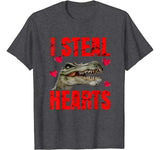 Boys I Steal Hearts Dinosaur Funny Valentines Day Kids Gift T-Shirt