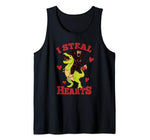 Boys Valentines Day Dinosaur Tee  I Steal Hearts Tank Top