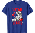 Boys Valentines Day Kids Dinosaur T rex Lover I Steal Hearts T-Shirt