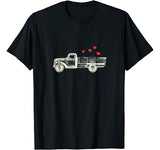 Boys Vintage Truck Hearts Cute Valentine’s Day Kids Gift T-Shirt