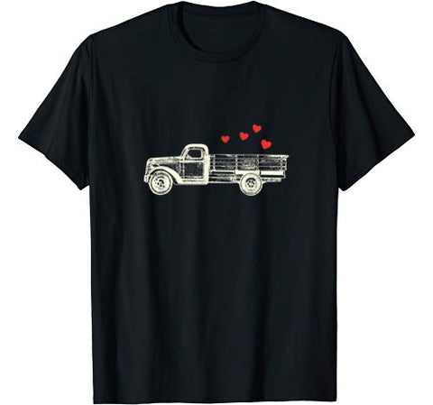 Boys Vintage Truck Hearts Cute Valentine’s Day Kids Gift T-Shirt