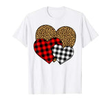 Buffalo Red Black Plaid And Leopard Hearts Valentine Day T-Shirt
