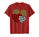 Buffalo Red Black Plaid And Leopard Hearts Valentine Day T-Shirt