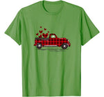 Buffalo Red Plaid Hearts Pickup Truck Cute Valentine’s Day T-Shirt