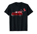 Buffalo Red Plaid Hearts Pickup Truck Cute Valentine’s Day T-Shirt