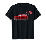 Buffalo Red Plaid Hearts Pickup Truck Cute Valentine’s Day T-Shirt