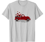 Buffalo Red Plaid Hearts Pickup Truck Cute Valentine’s Day T-Shirt