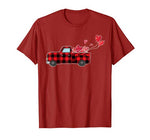 Buffalo Red Plaid Hearts Pickup Truck Cute Valentine’s Day T-Shirt