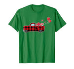 Buffalo Red Plaid Hearts Pickup Truck Cute Valentine’s Day T-Shirt