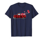 Buffalo Red Plaid Hearts Pickup Truck Cute Valentine’s Day T-Shirt