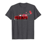 Buffalo Red Plaid Hearts Pickup Truck Cute Valentine’s Day T-Shirt