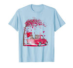 Cat Pink Truck Heart Tree Valentine’s Day Lover Gift T-Shirt