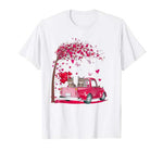 Cat Pink Truck Heart Tree Valentine’s Day Lover Gift T-Shirt