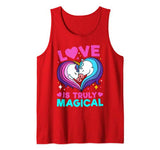 Couple Unicorn Valentines Shirt Colorful Rainbow Heart Gift Tank Top