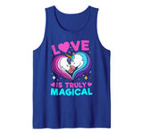 Couple Unicorn Valentines Shirt Colorful Rainbow Heart Gift Tank Top