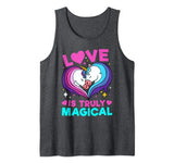 Couple Unicorn Valentines Shirt Colorful Rainbow Heart Gift Tank Top
