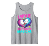 Couple Unicorn Valentines Shirt Colorful Rainbow Heart Gift Tank Top