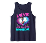 Couple Unicorn Valentines Shirt Colorful Rainbow Heart Gift Tank Top