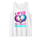Couple Unicorn Valentines Shirt Colorful Rainbow Heart Gift Tank Top