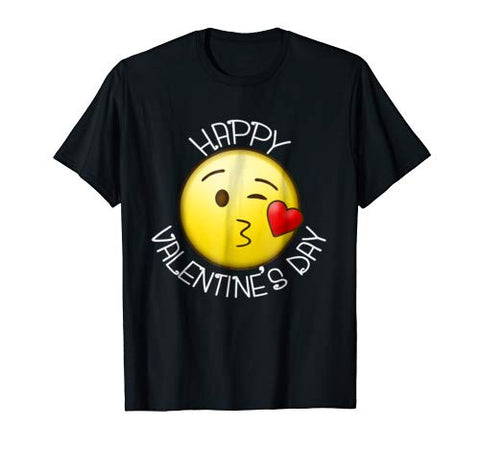 Cute Blow Kiss Heart Emoji Wink Happy Valentines Day T-Shirt