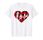 Cute Buffalo Lumberjack Plaid Heart Love Valentines Day T-Shirt